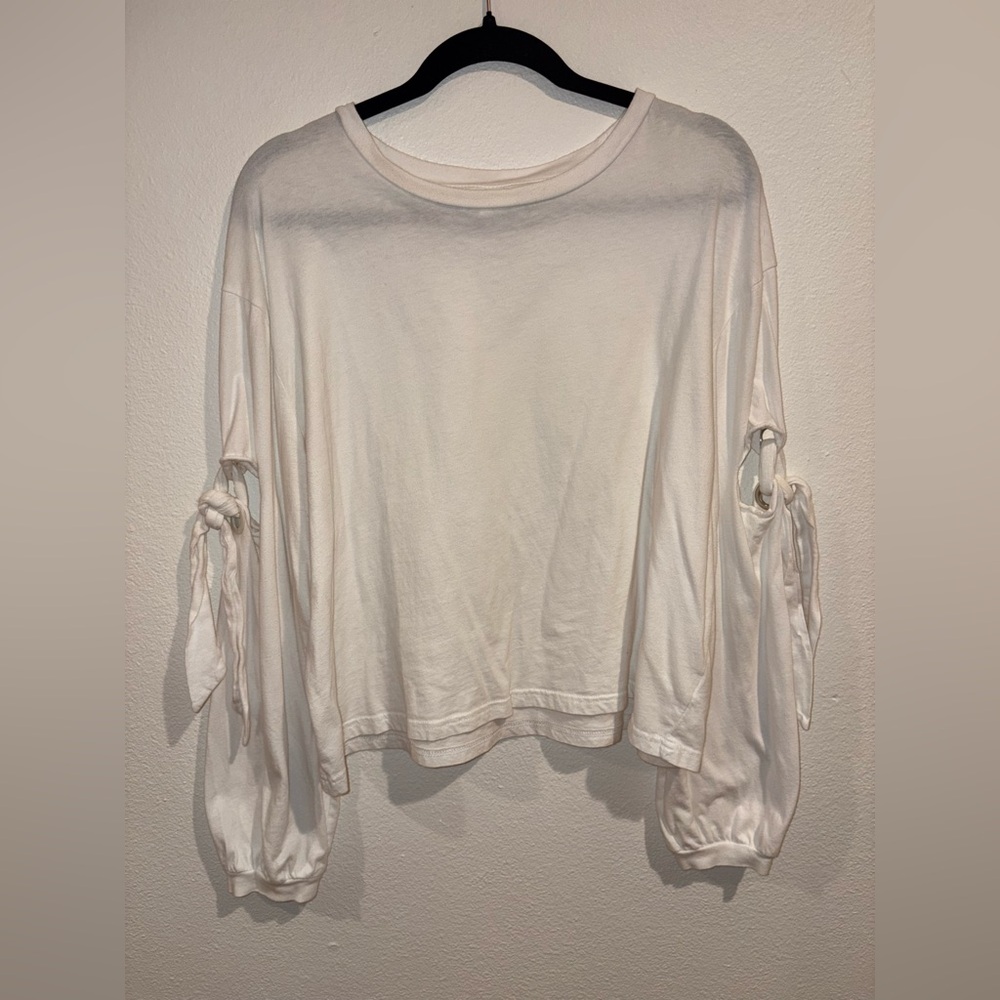 White Crow White Long Sleeve Top with Tie Details Medium